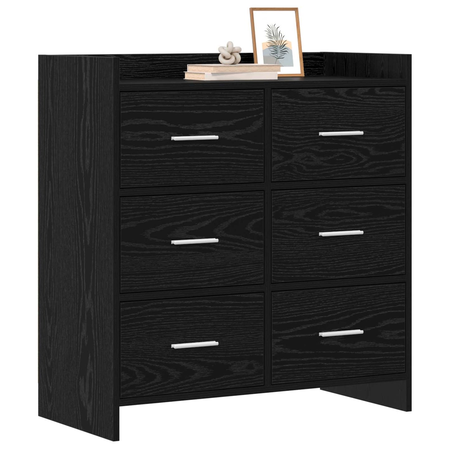 Sideboard Black Oak 75 x 33 x 80 cm Engineered Wood