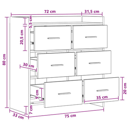 Sideboard Old Wood 75 x 33 x 80 cm Engineered Wood