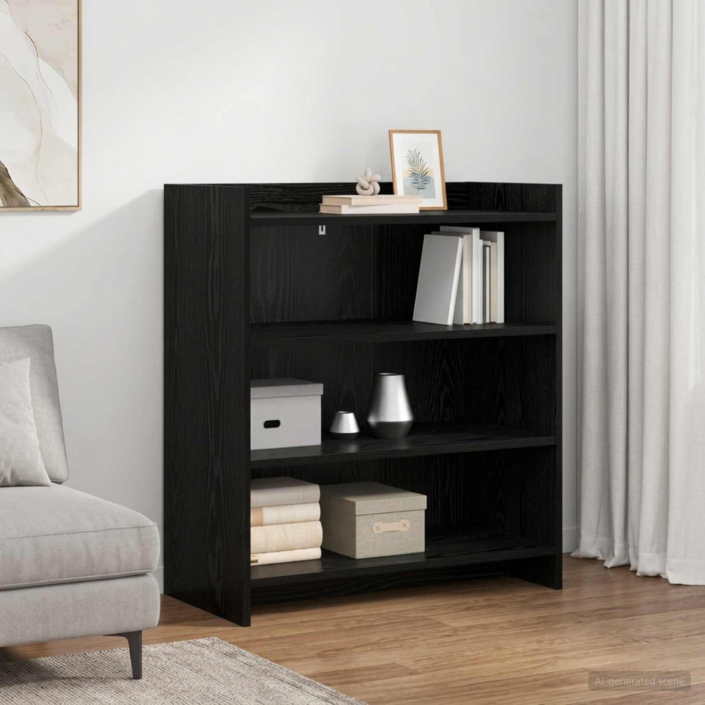 Sideboard Black Oak 75 x 36 x 80 cm Engineered Wood