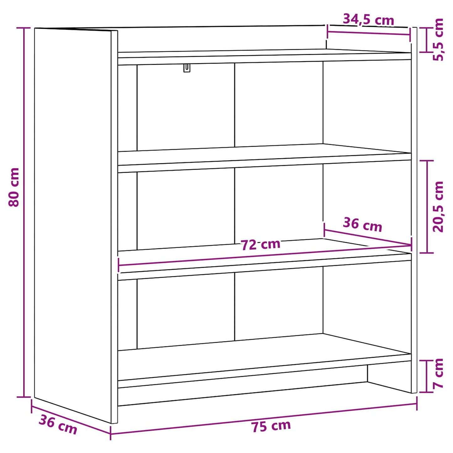 Sideboard Grey Sonoma 75 x 36 x 80 cm Engineered Wood
