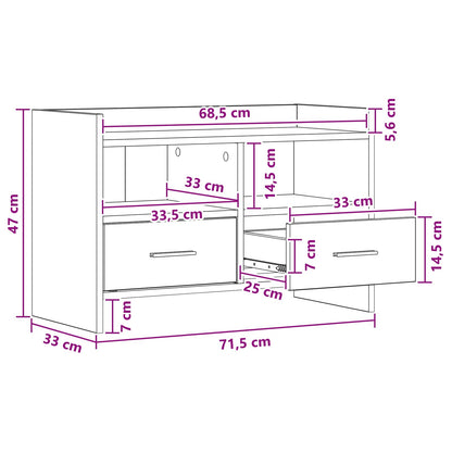 TV Cabinet 71.5 x 33 x 47 cm White Engineered Wood