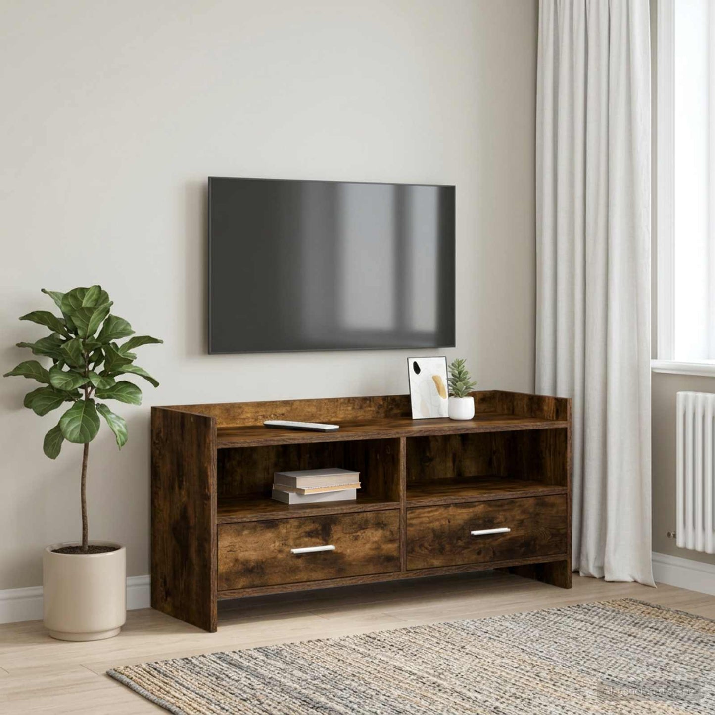 TV Cabinet 100 x 33 x 47 cm Smoked Oak Engineered Wood