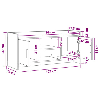 TV Cabinet 102 x 33 x 47 cm Smoked Oak Engineered Wood