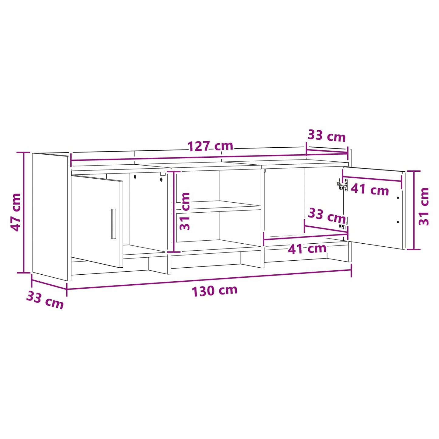 TV Cabinet 130 x 33 x 47 cm Artisan Oak Engineered Wood