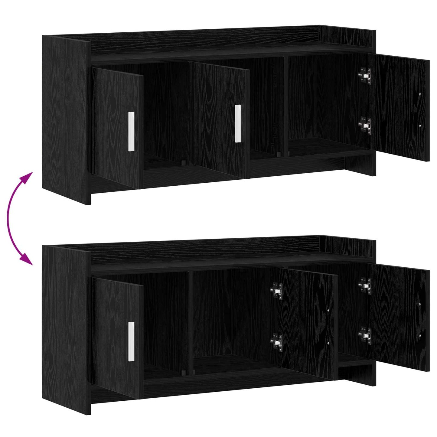 TV Cabinet 102 x 33 x 47 cm Black Oak Engineered Wood