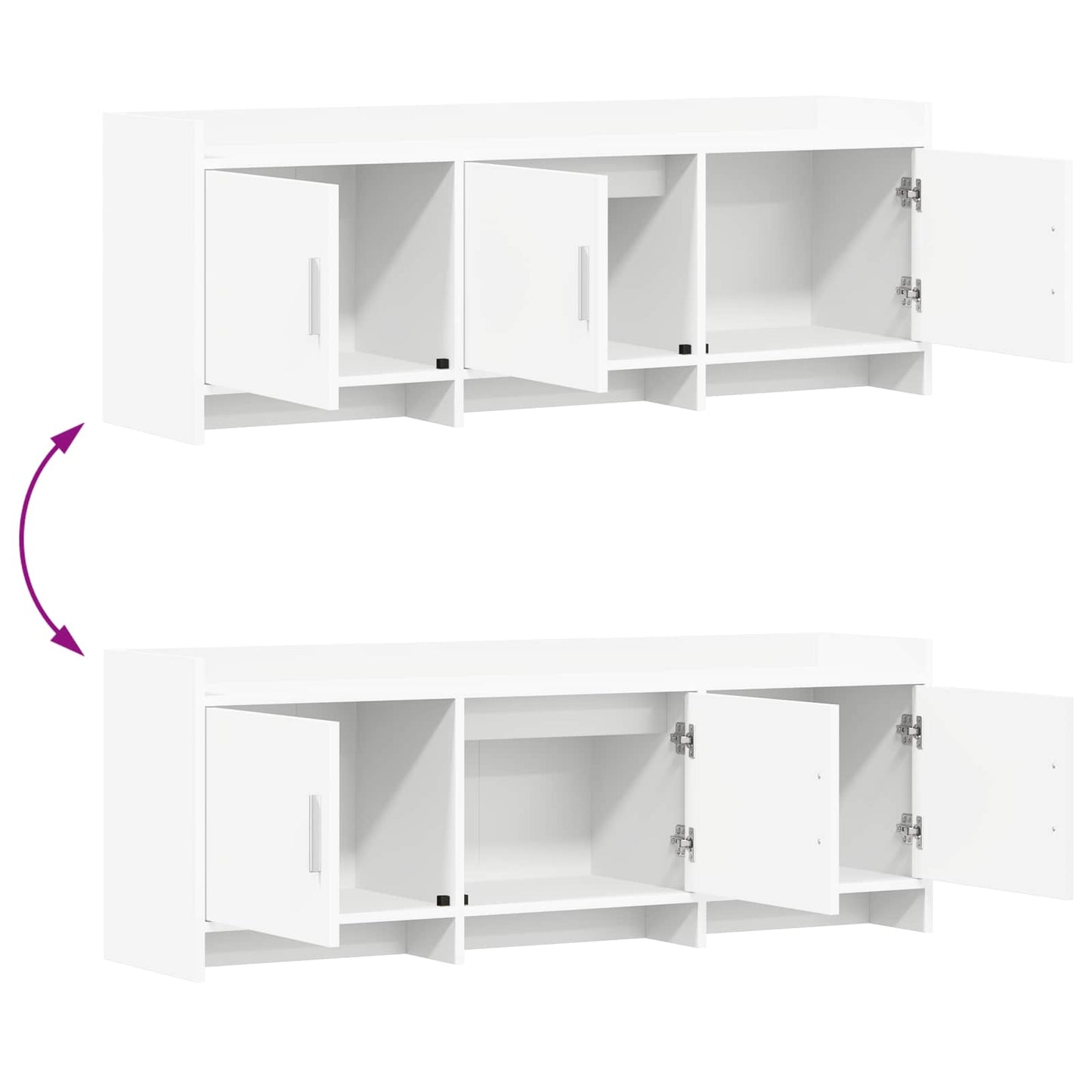 TV Cabinet 130 x 33 x 47 cm White Engineered Wood