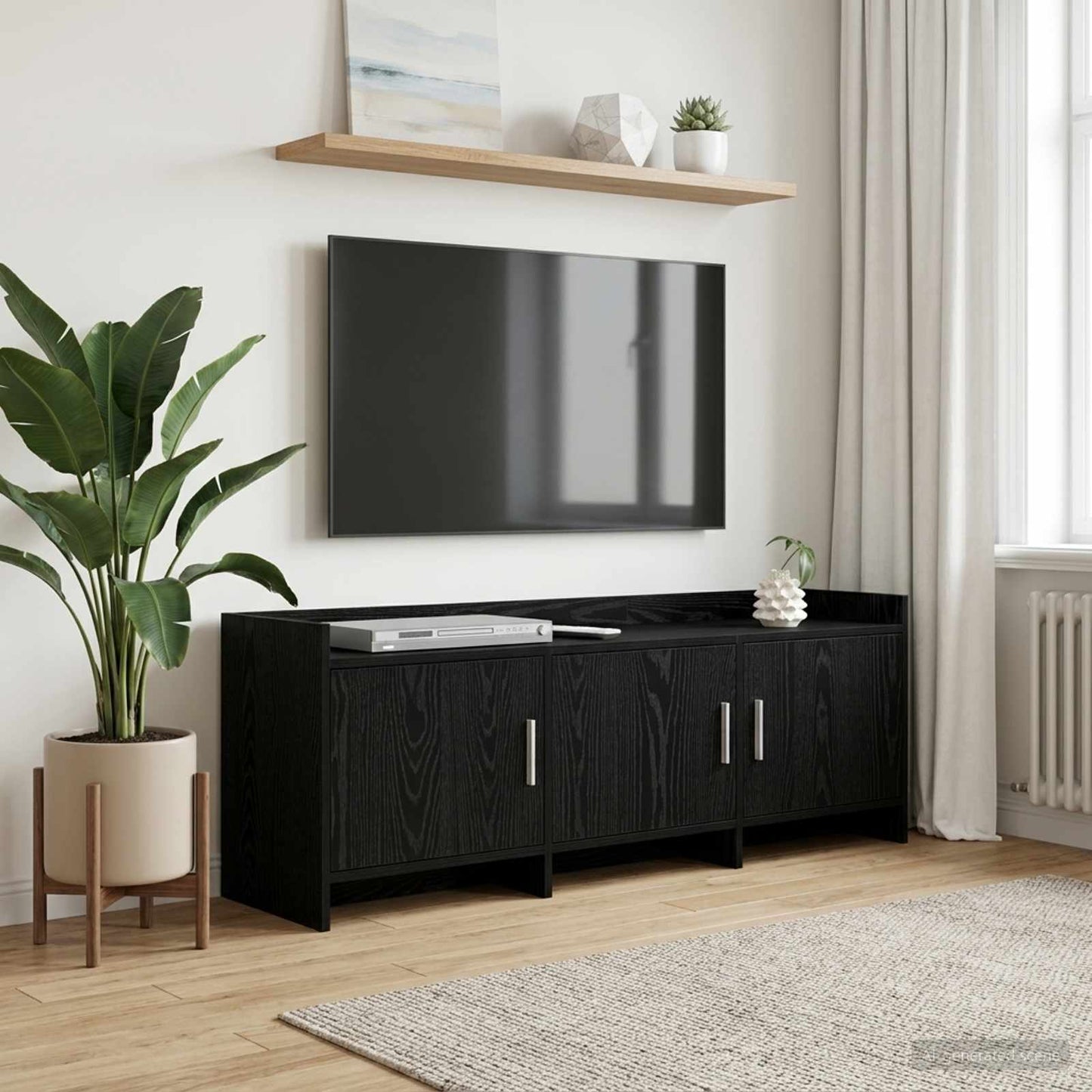 TV Cabinet 130 x 33 x 47 cm Black Oak Engineered Wood