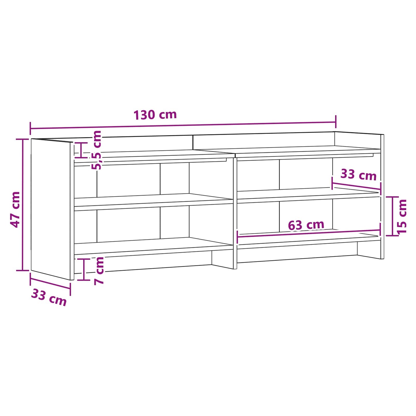 TV Cabinet 135 x 33 x 47 cm Old Wood Engineered Wood