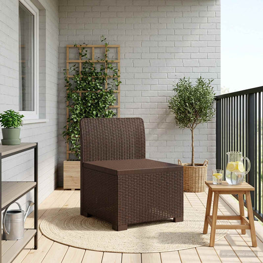 1-Seater Garden Sofa Rattan Look PP Brown
