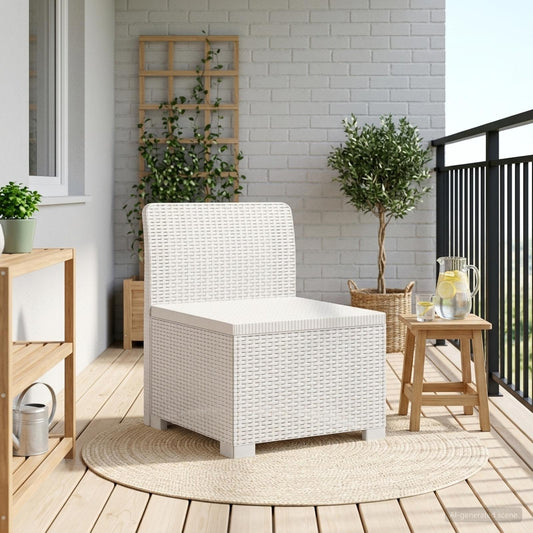 1-Seater Garden Sofa Rattan Look PP White