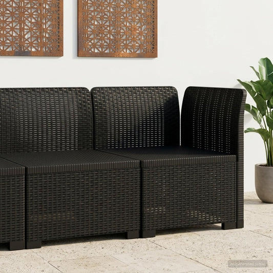 1-Seater Garden Sofa Rattan Look PP Anthracite