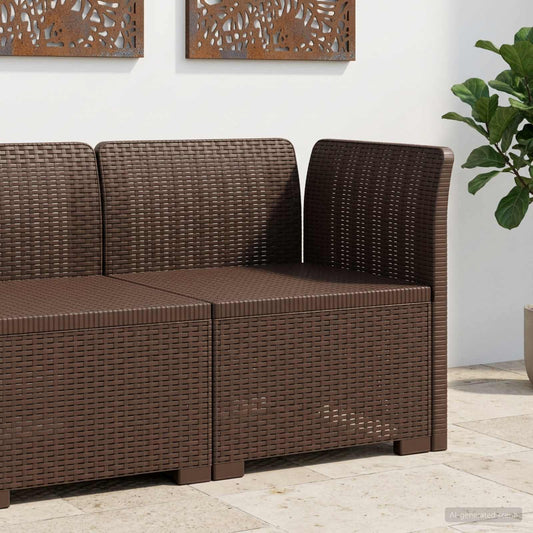 1-Seater Garden Sofa Rattan Look PP Brown