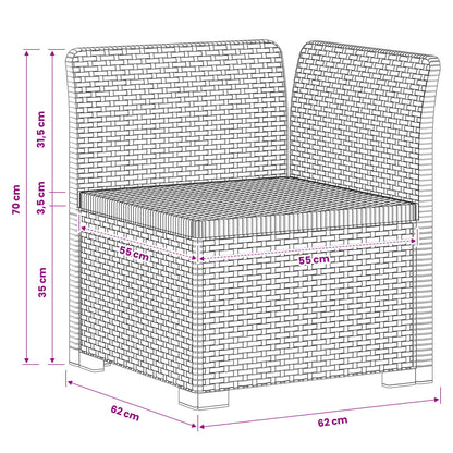 1-Seater Garden Sofa Rattan Look PP Brown