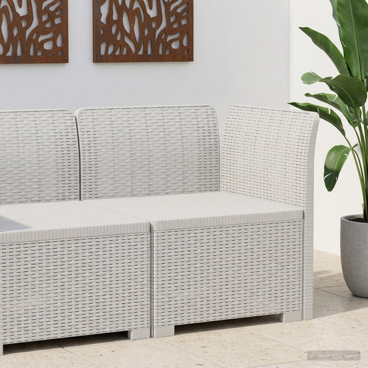 1-Seater Garden Sofa Rattan Look PP White