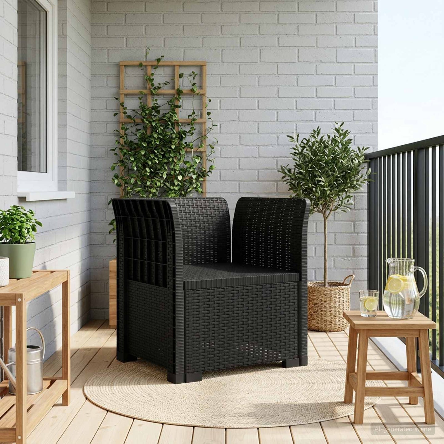 1-Seater Armchair Rattan Look PP Anthracite