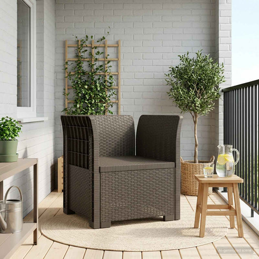 1-Seater Armchair Rattan Look PP Light Grey
