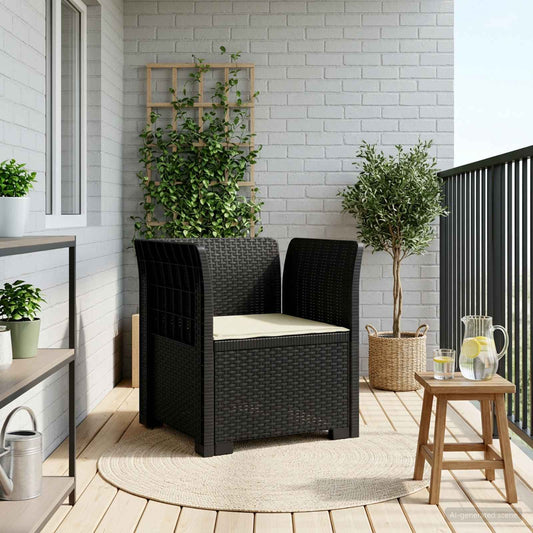 1-Seater Armchair with Cushion Rattan Look PP Anthracite