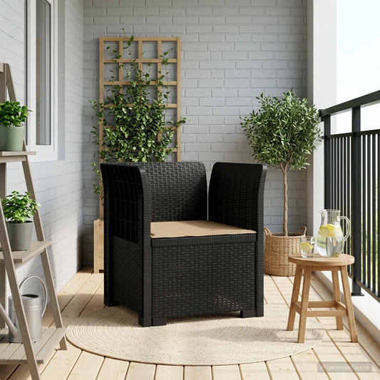 1-Seater Armchair with Cushion Rattan Look PP Anthracite