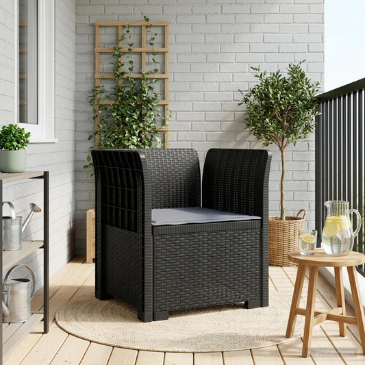 1-Seater Armchair with Cushion Rattan Look PP Anthracite