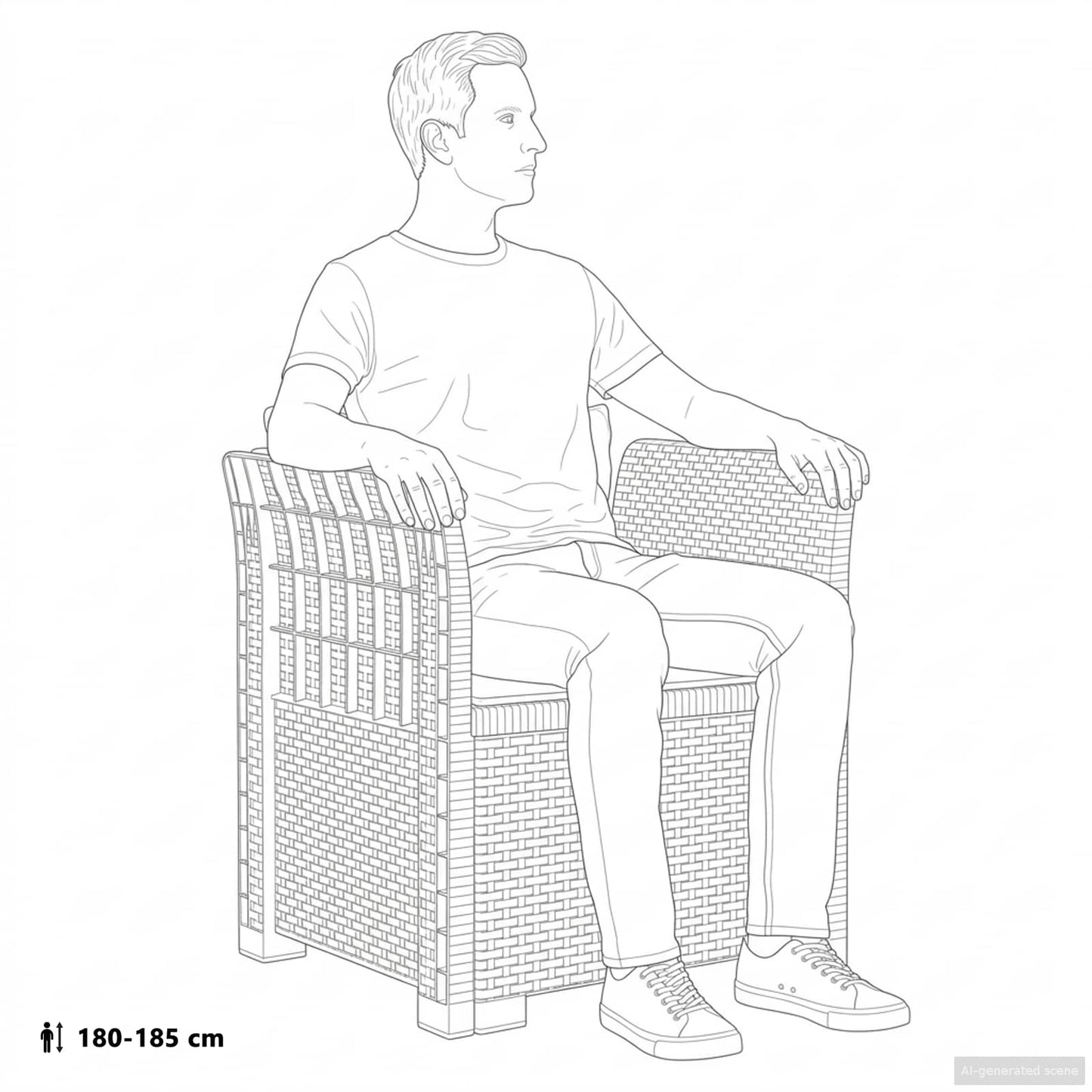 1-Seater Armchair with Cushion Rattan Look PP Anthracite