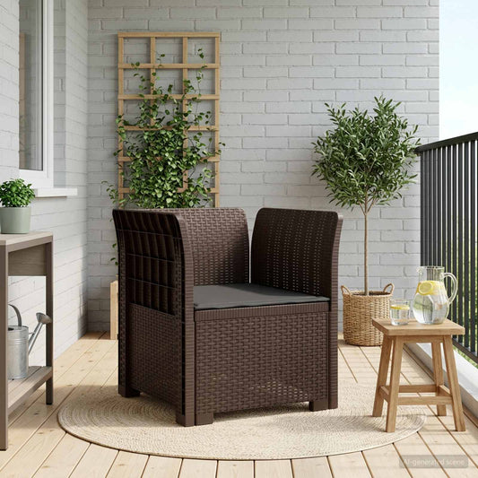 1-Seater Armchair with Cushion Rattan Look PP Brown