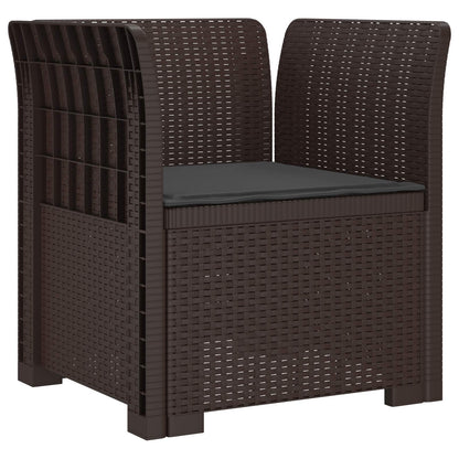 1-Seater Armchair with Cushion Rattan Look PP Brown