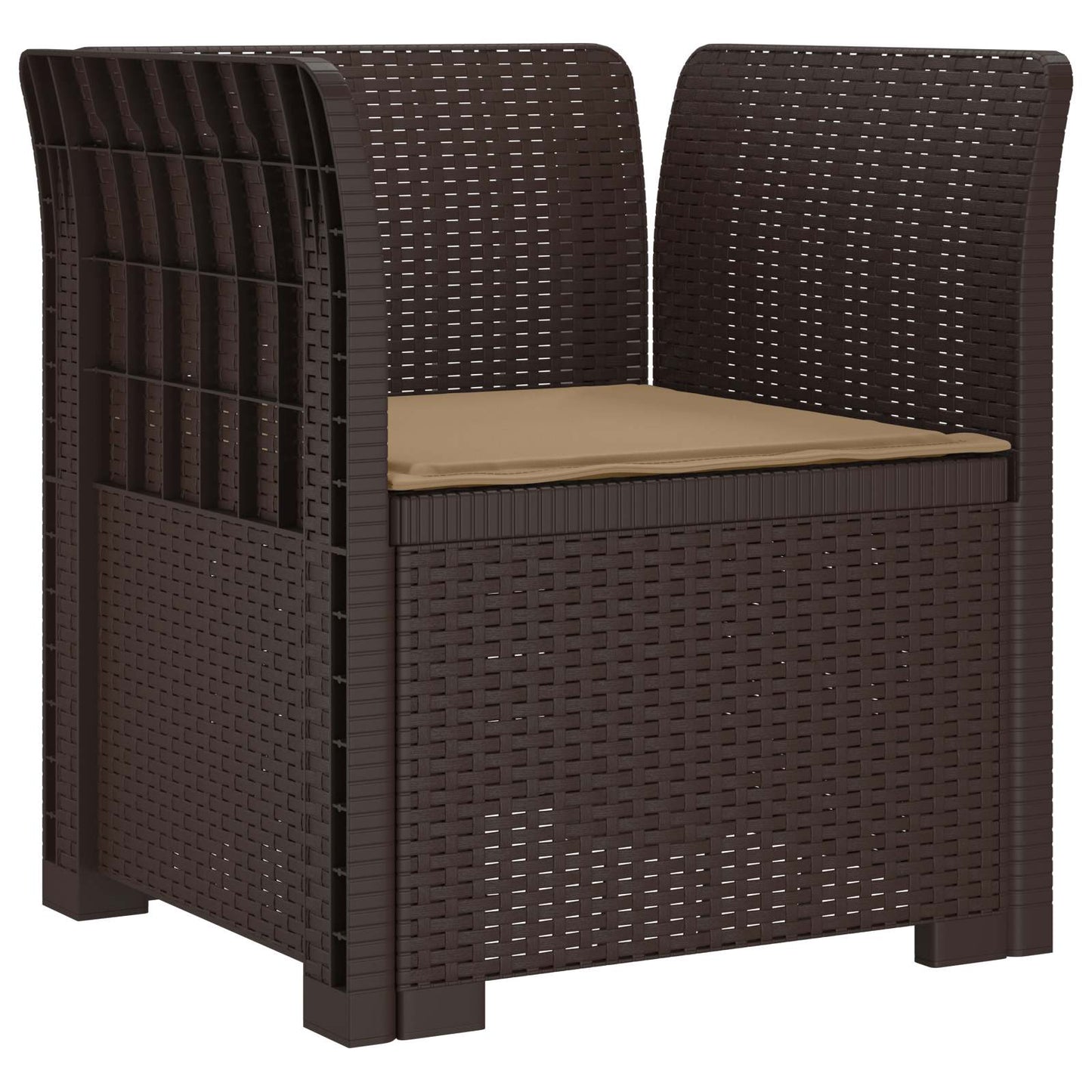 1-Seater Armchair with Cushion Rattan Look PP Brown