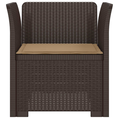 1-Seater Armchair with Cushion Rattan Look PP Brown