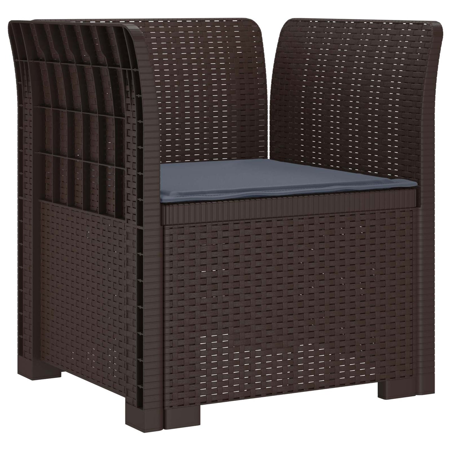 1-Seater Armchair with Cushion Rattan Look PP Brown