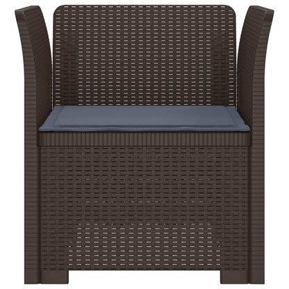 1-Seater Armchair with Cushion Rattan Look PP Brown