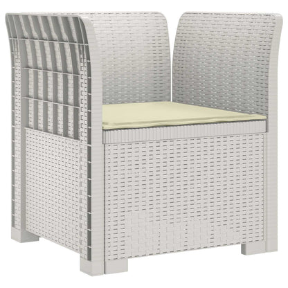 1-Seater Armchair with Cushion Rattan Look PP White