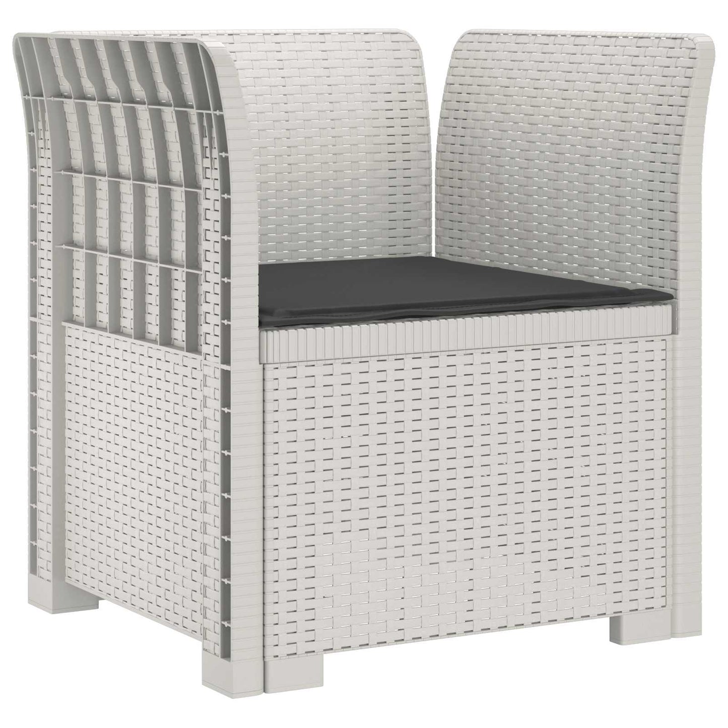1-Seater Armchair with Cushion Rattan Look PP White