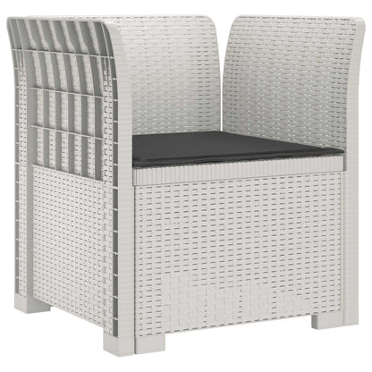1-Seater Armchair with Cushion Rattan Look PP White