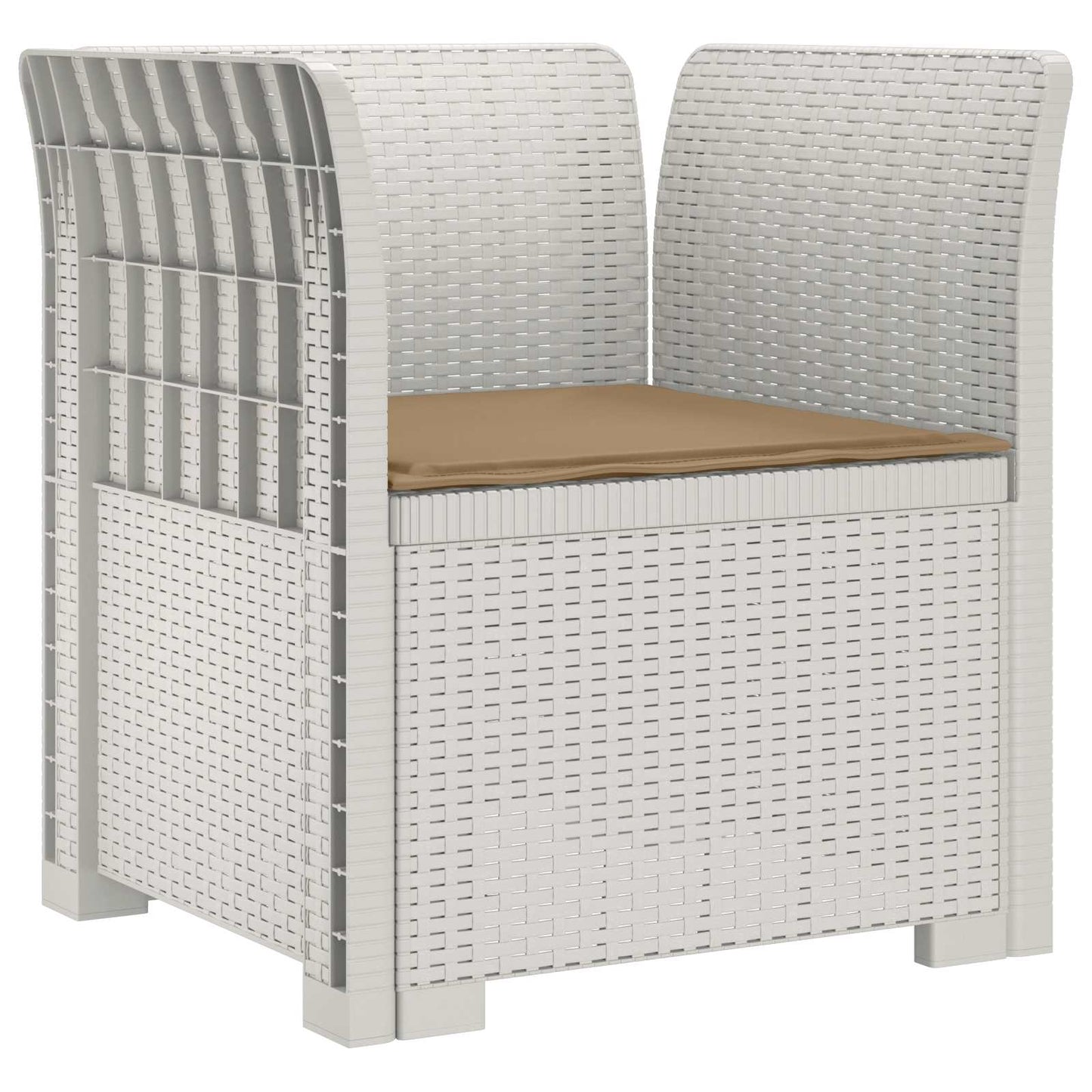1-Seater Armchair with Cushion Rattan Look PP White
