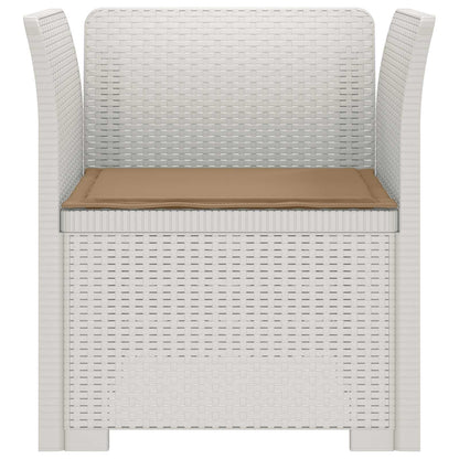 1-Seater Armchair with Cushion Rattan Look PP White