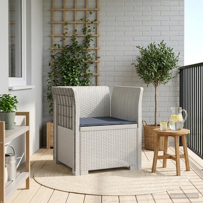 1-Seater Armchair with Cushion Rattan Look PP White