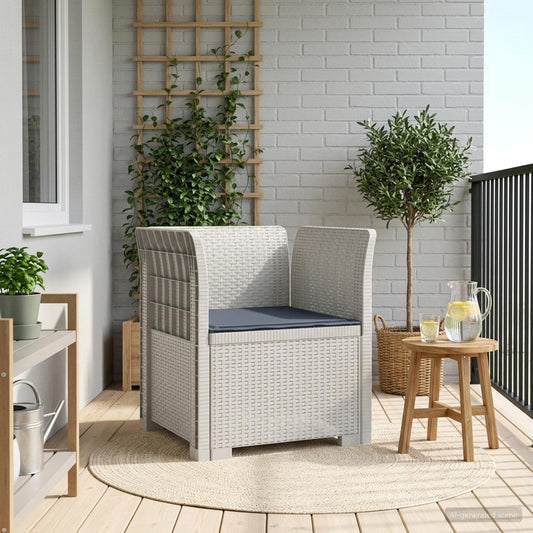 1-Seater Armchair with Cushion Rattan Look PP White