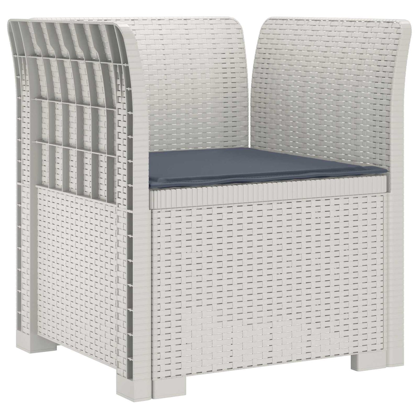1-Seater Armchair with Cushion Rattan Look PP White