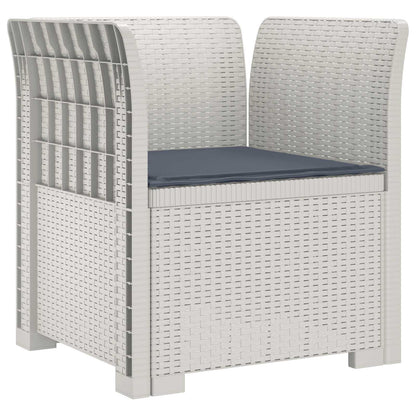 1-Seater Armchair with Cushion Rattan Look PP White