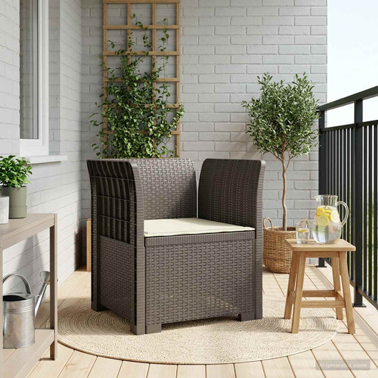 1-Seater Armchair with Cushion Rattan Look PP Light Grey