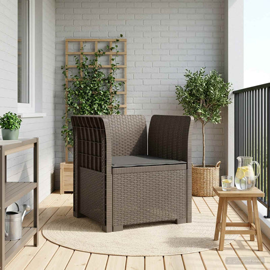 1-Seater Armchair with Cushion Rattan Look PP Light Grey