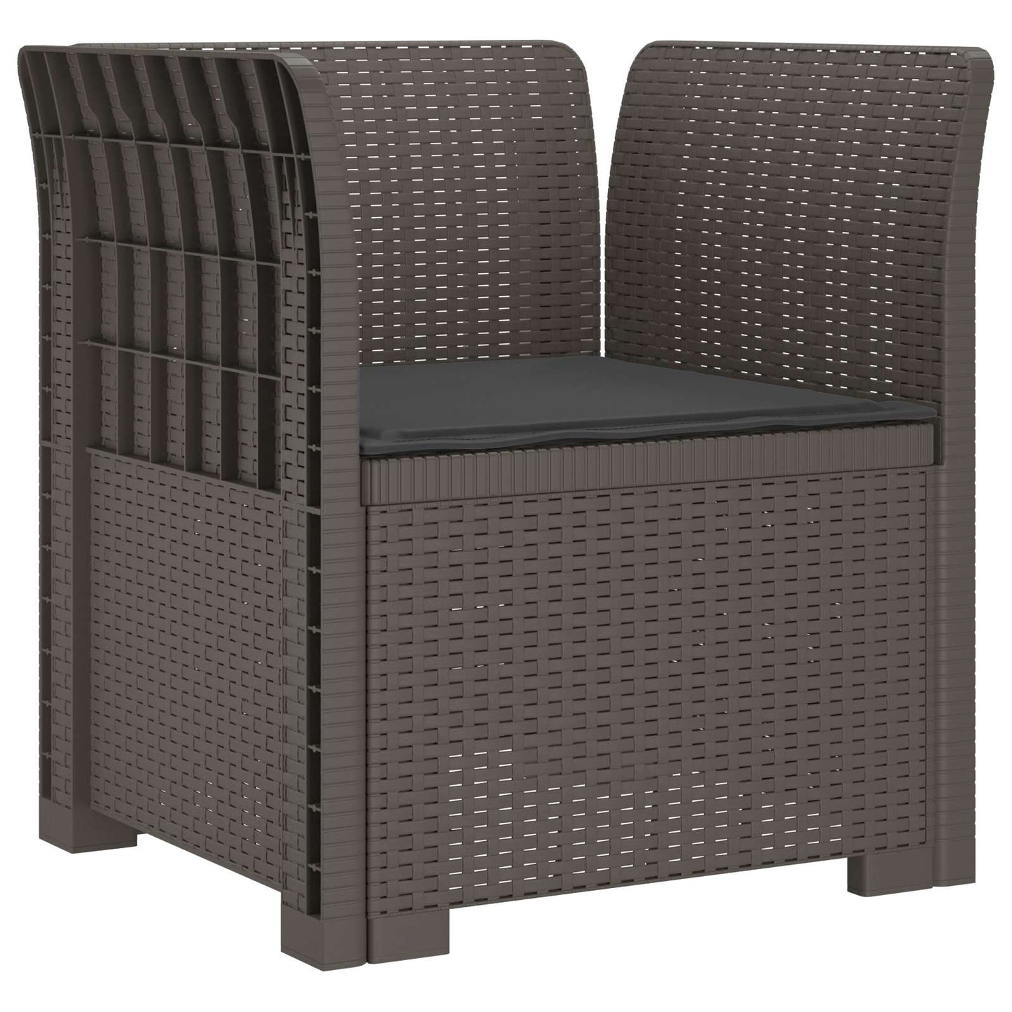 1-Seater Armchair with Cushion Rattan Look PP Light Grey