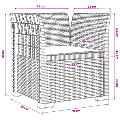 1-Seater Armchair with Cushion Rattan Look PP Light Grey
