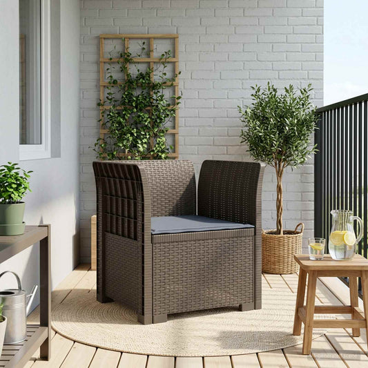 1-Seater Armchair with Cushion Rattan Look PP Light Grey