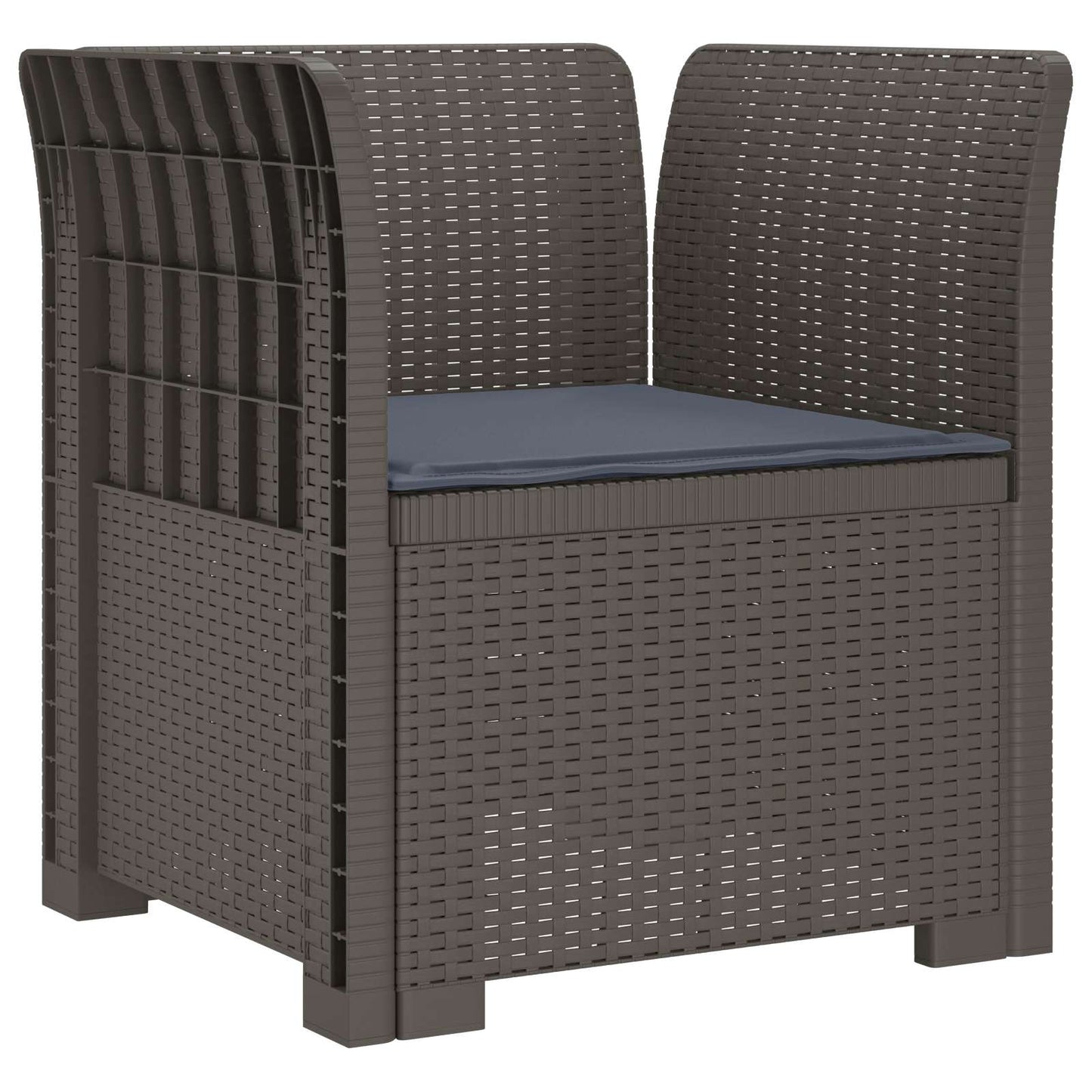 1-Seater Armchair with Cushion Rattan Look PP Light Grey
