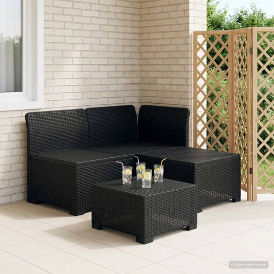 3-Seater Garden Sofa Rattan Look PP Anthracite