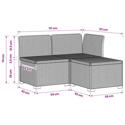 3-Seater Garden Sofa Rattan Look PP Anthracite