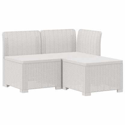 3-Seater Garden Sofa Rattan Look PP White
