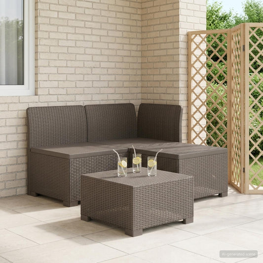 3-Seater Garden Sofa Rattan Look PP Light Grey
