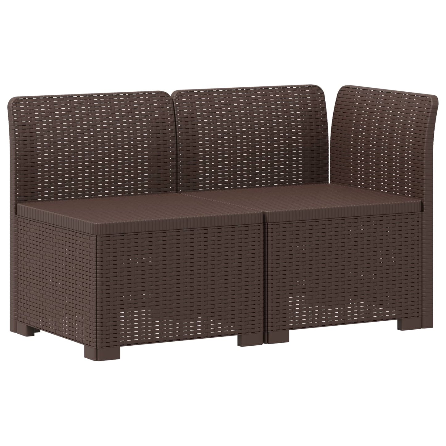 2-Seater Garden Sofa Rattan Look PP Brown